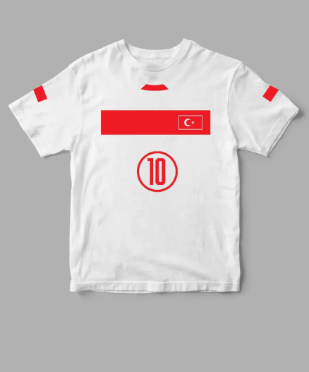 Türk Milli Futbol Takım Tasarımlı 10 Numara Detaylı T-Shirt
