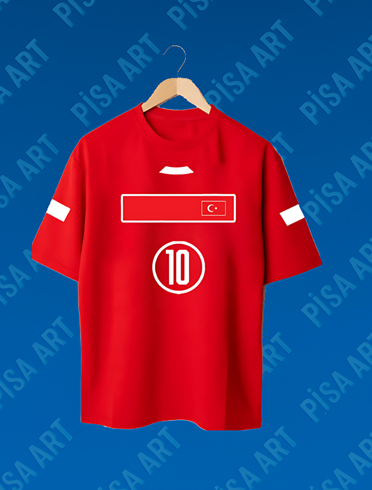 Türk Milli Futbol Takım Tasarımlı 10 Numara Detaylı T-Shirt
