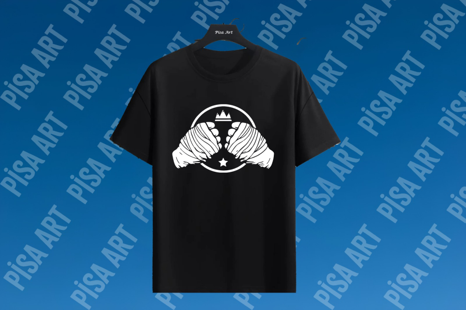 Boks Eldivenleri Tasarımlı Siyah T-Shirt