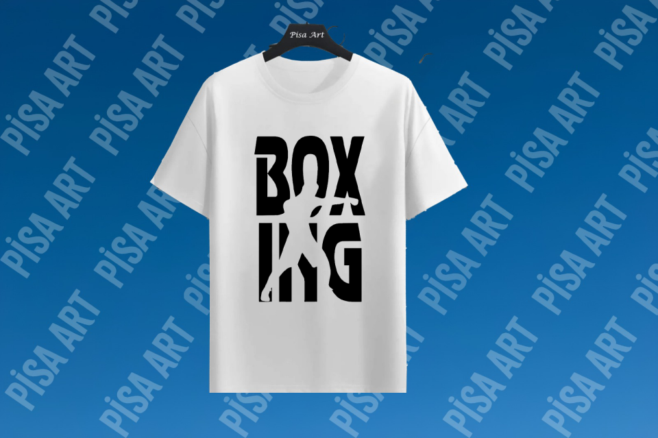 Boxing Tasarımlı Beyaz T-Shirt