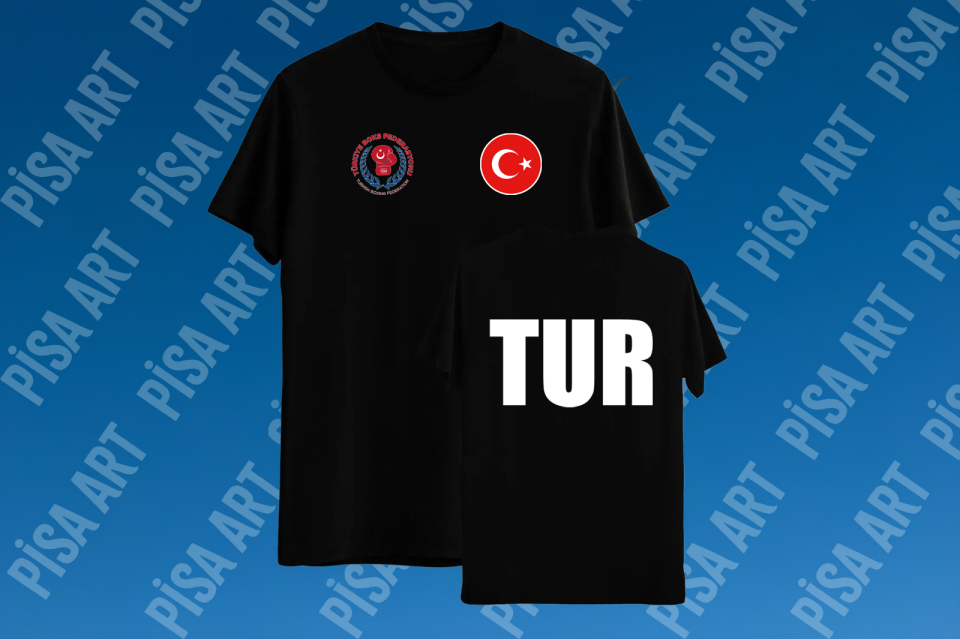 Boks Milli Takım Turnuva Bayrağı  Tasarımlı  Siyah T-Shirt
