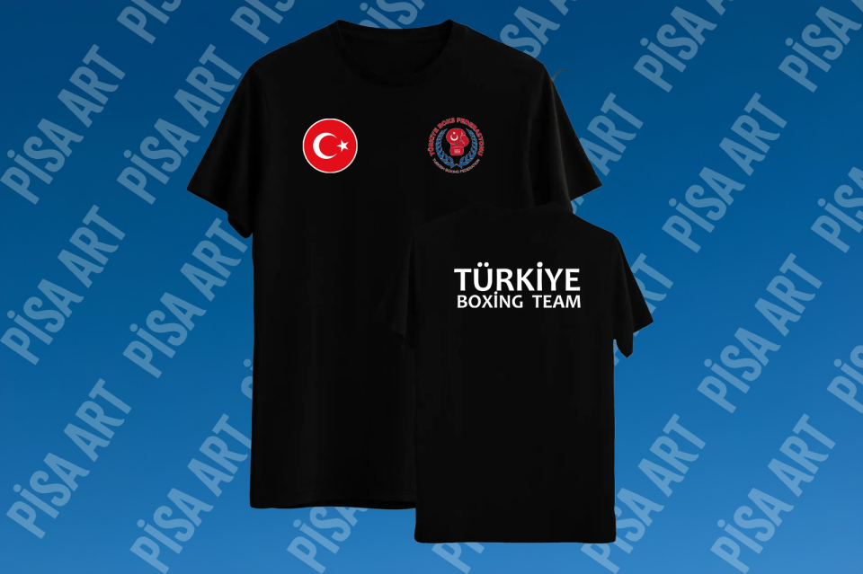 Türkiye Boks Milli Takım Özel Tasarım Siyah T-Shirt