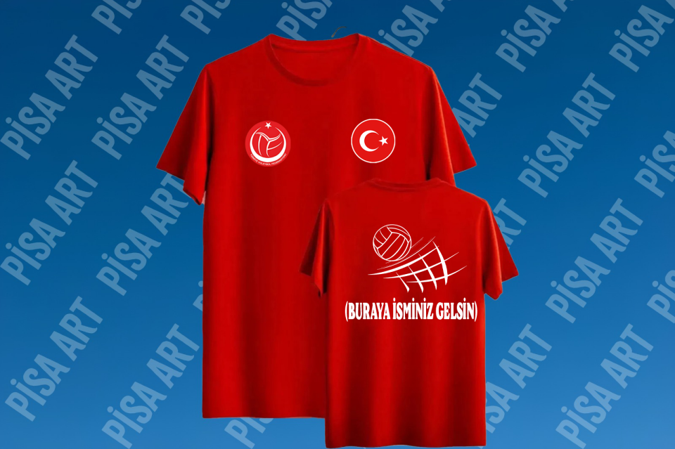Voleybol File Kişiye Özel Tasarım Kırmızı T-Shirt
