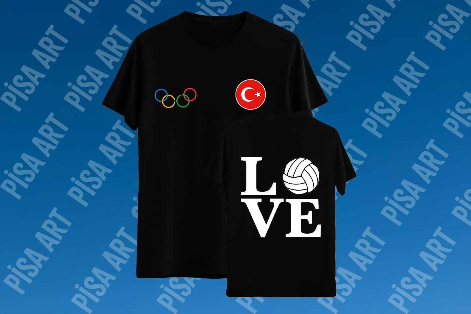 Voleybol Love Özel Tasarım Siyah T-Shirt