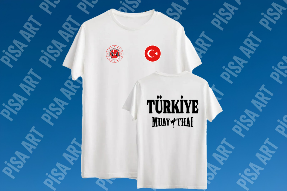 Muay-Thai Milli Takım Tasarımlı Beyaz T-Shirt