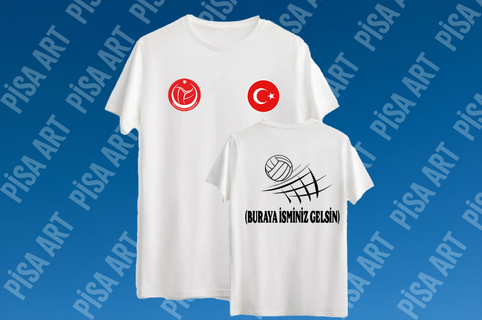 Voleybol File Kişiye Özel Tasarım Beyaz T-Shirt