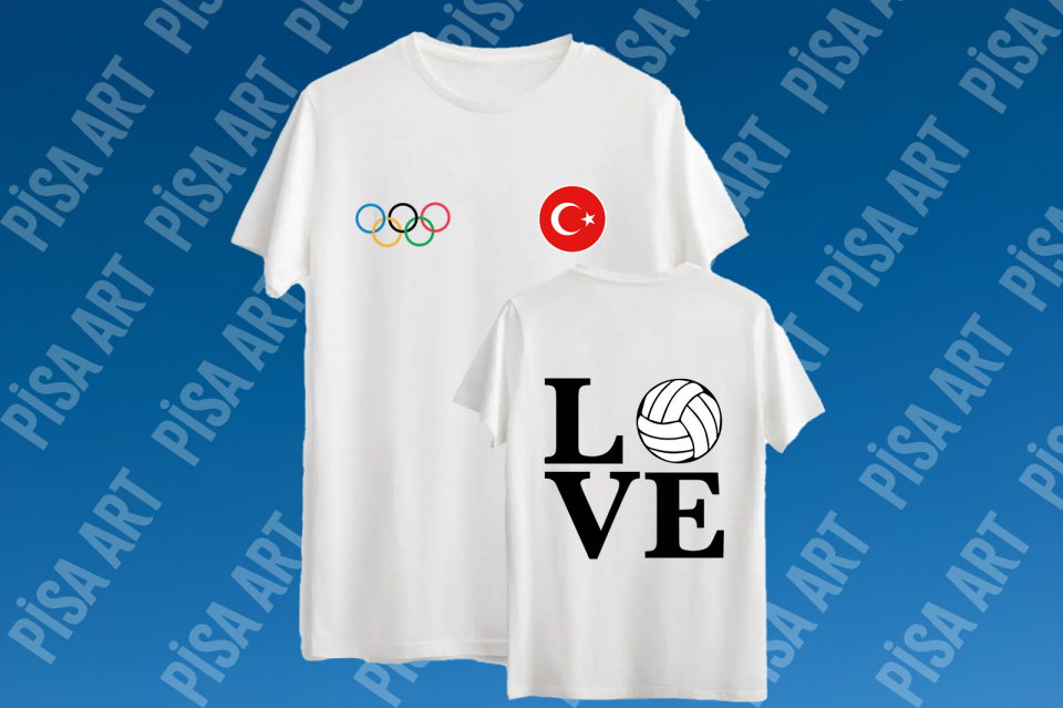 Voleybol Love Özel Tasarım Beyaz T-Shirt
