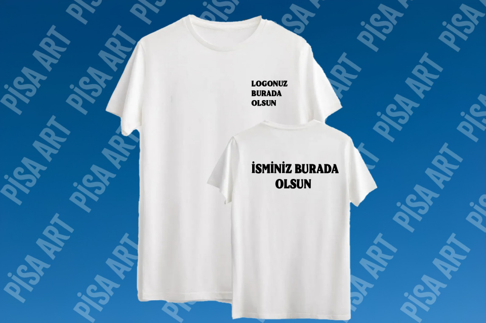 Kişiye Özel Ön Arka Baskı Beyaz T-Shirt