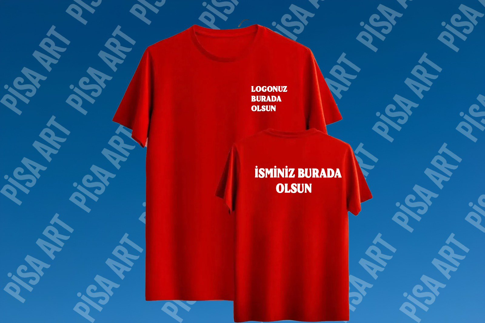 Kişiye Özel Ön Arka Baskı Kırmızı T-Shirt