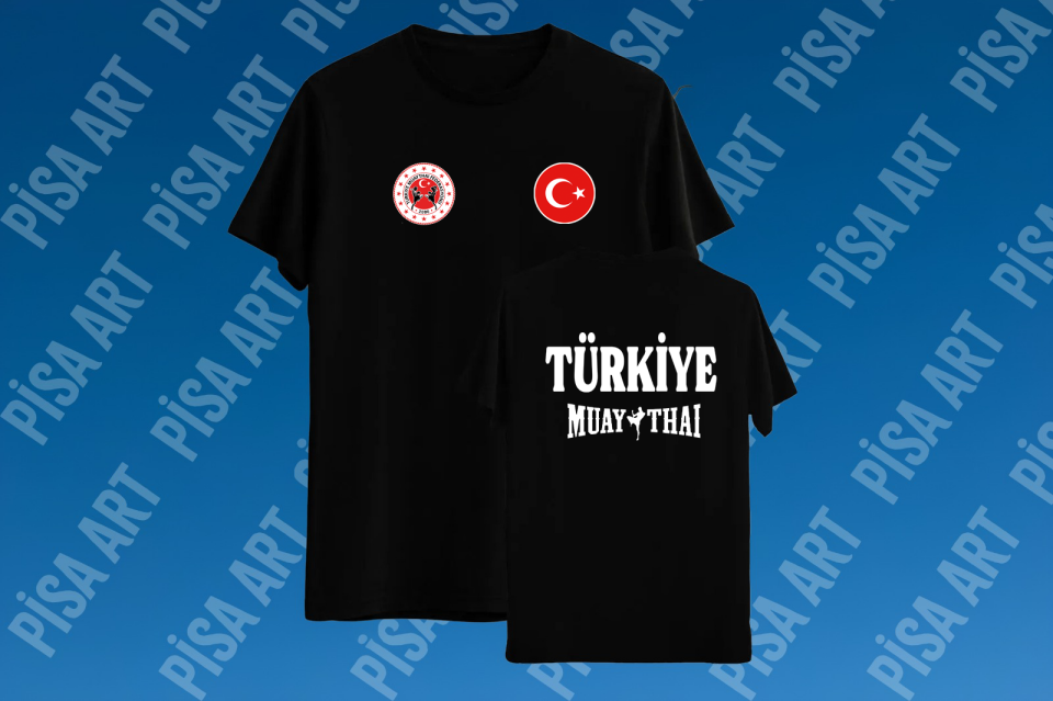 Muay-Thai  Milli Takım Tasarımlı Siyah T-Shirt