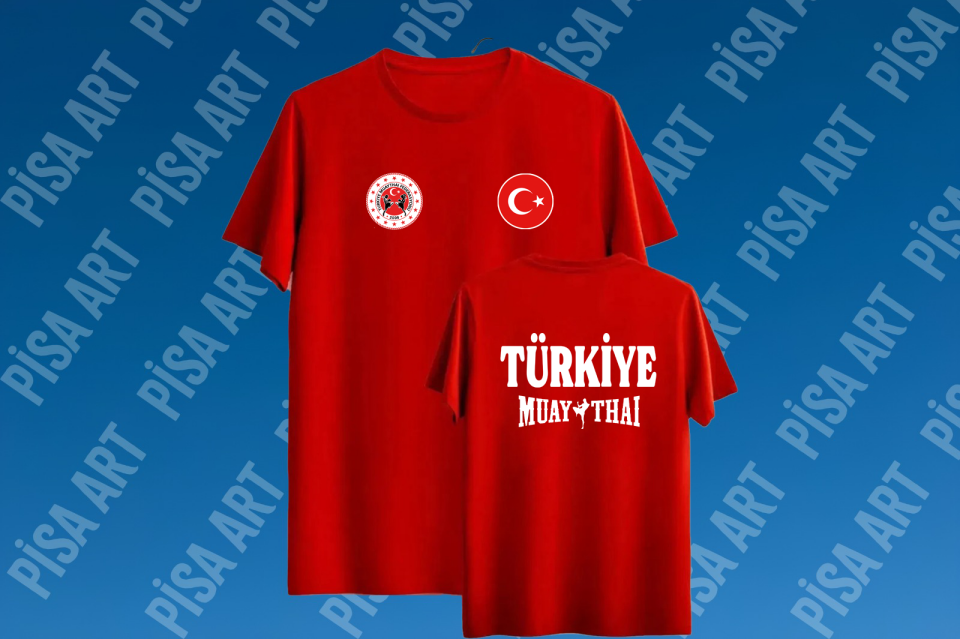 Muay-Thaiİ Milli Takım Tasarımlı Kırmızı T-Shirt