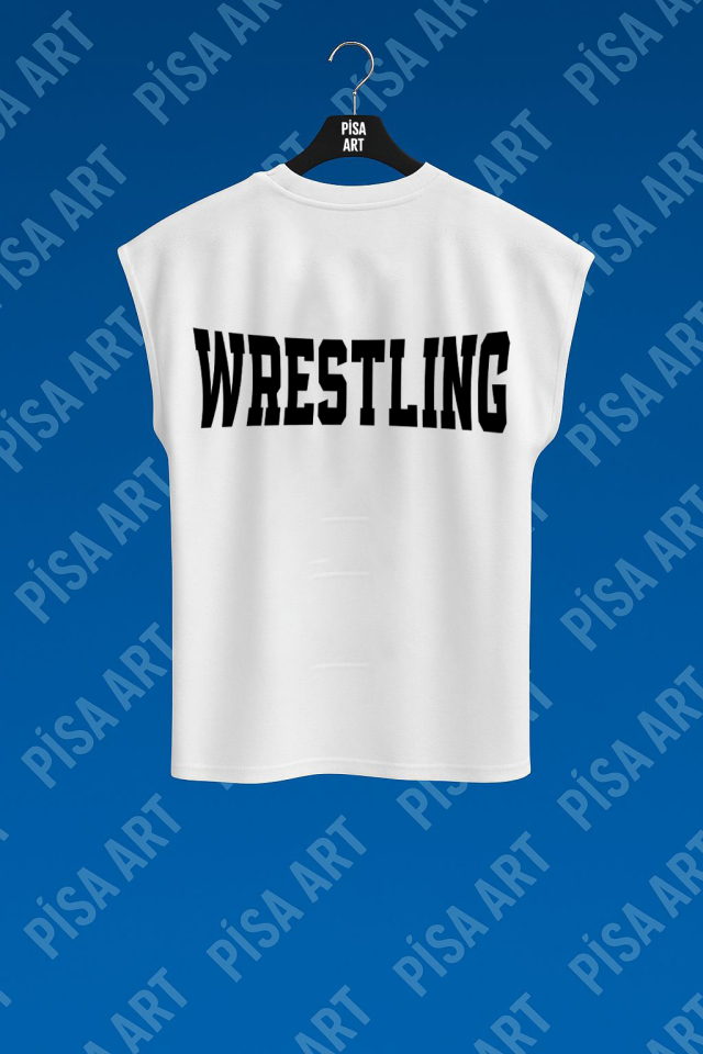 Güreş Silüet Baskı Antrenman Ve Günlük Kullanım Siyah T-Shirt
