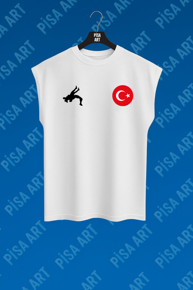 Güreş Silüet Baskı Antrenman Ve Günlük Kullanım Siyah T-Shirt