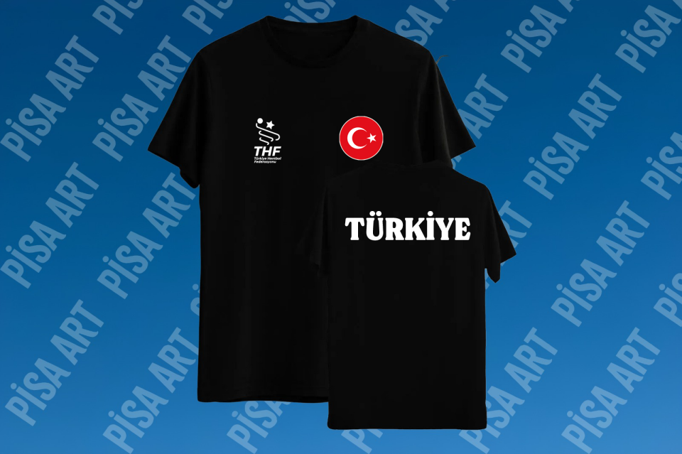 Türkiye Hentbol Federasyonu Özel Tasarım Siyah T-Shirt