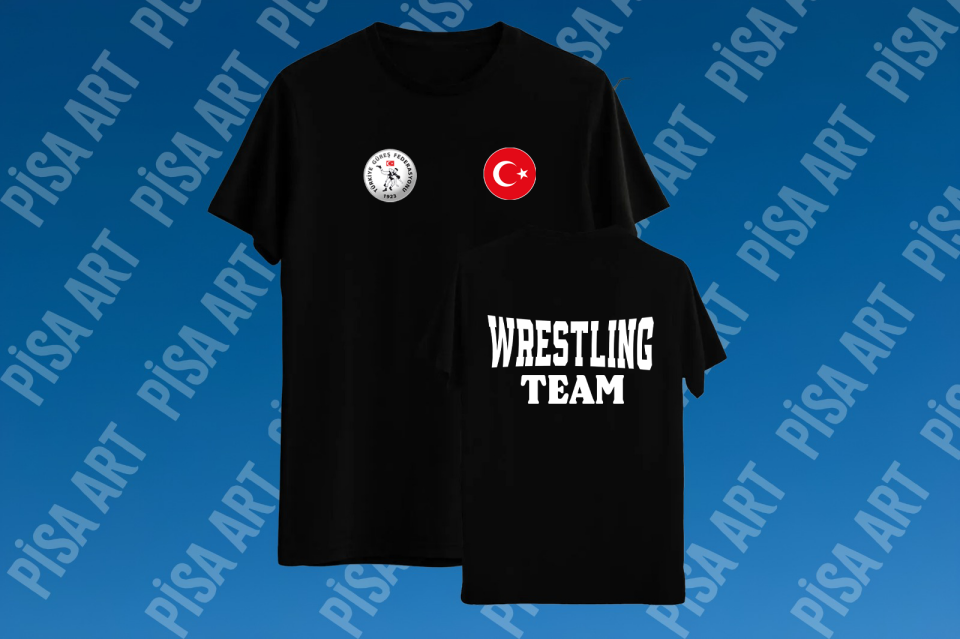 Güreş Takımı Özel Tasarım Siyah T-Shirt