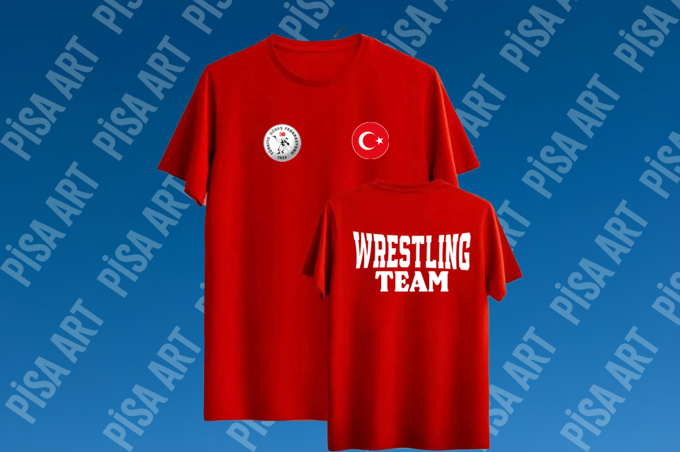 Güreş Takımı Özel Tasarım Kırmızı T-Shirt