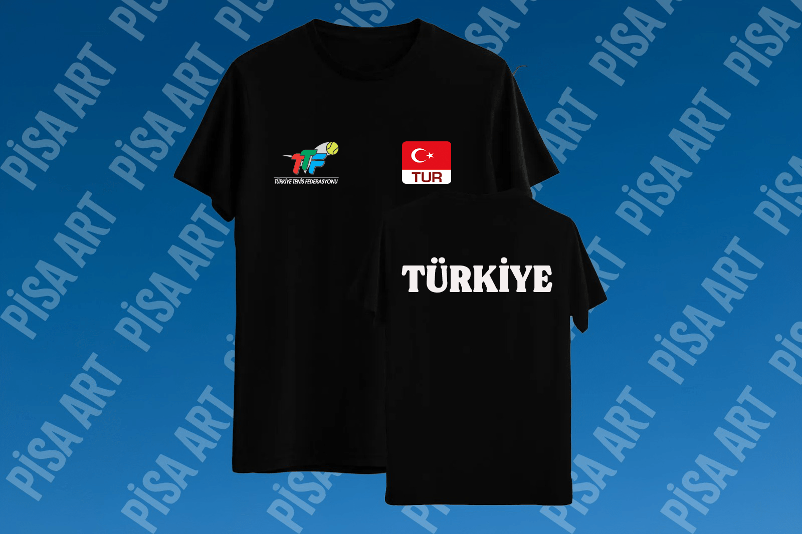 Türkiye Tenis Federasyonu Özel Tasarım Kişiselleştirilebilir Siyah T-Shirt