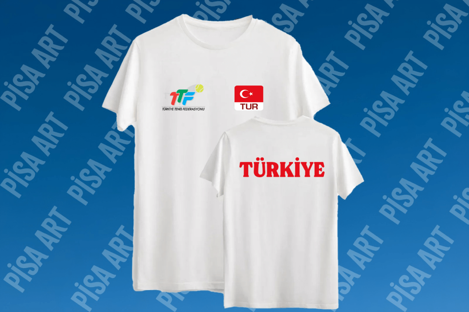 Türkiye Tenis Federasyonu Özel Tasarım Kişiselleştirilebilir Beyaz T-Shirt