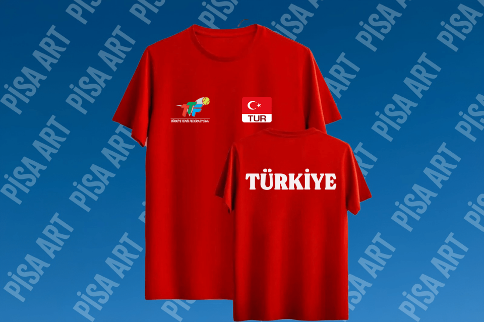 Türkiye Tenis Federasyonu Özel Tasarım Kişiselleştirilebilir Kırmızı T-Shirt