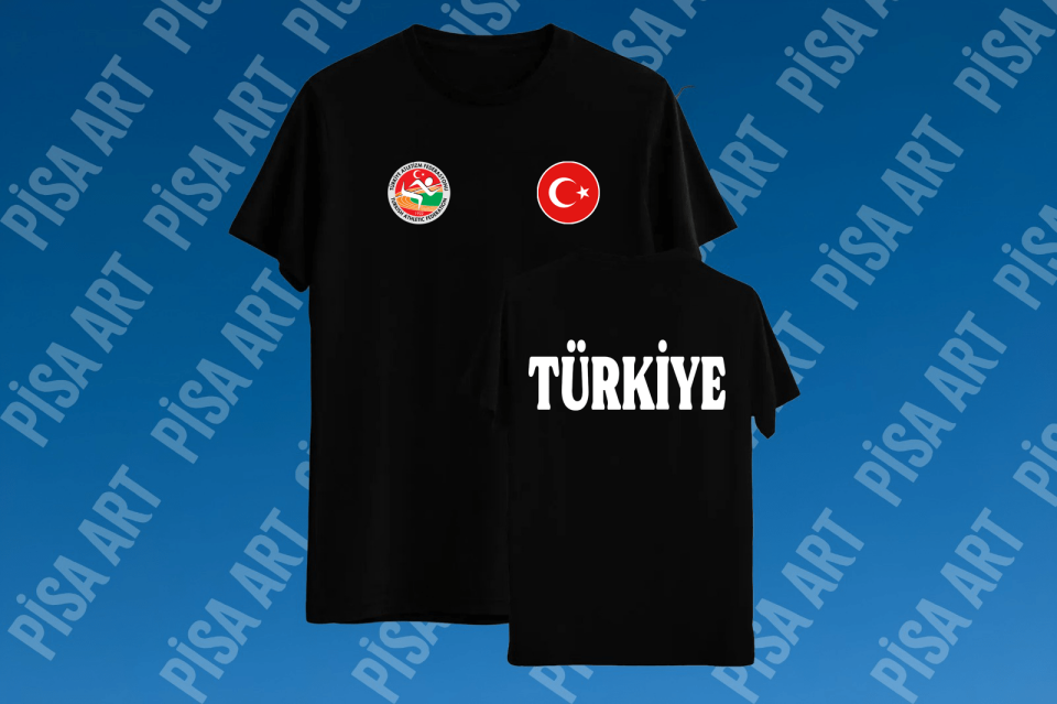 Atletizm Milli Takım Tasarımlı Siyah T-Shirt