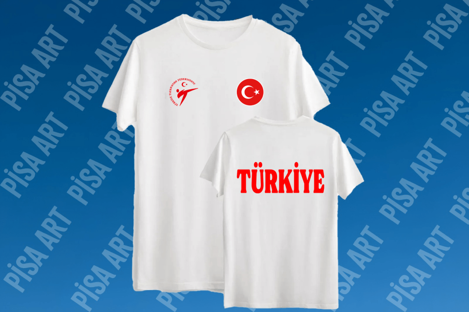 Taekwondo Milli Takım Tasarımlı Beyaz T-Shirt