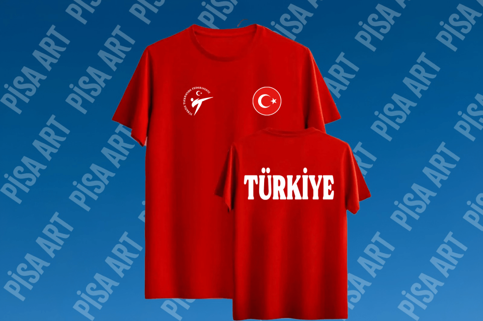 Taekwondo Milli Takım Tasarımlı Kırmızı T-Shirt