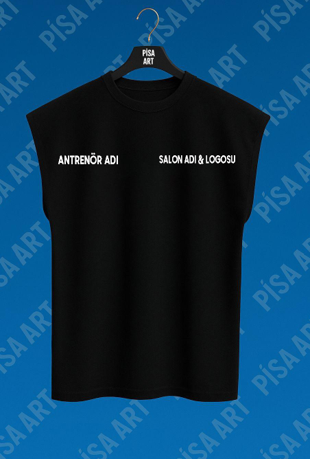 GYM Spor Salonlarına Özel Antrenör Adı & Salon Adı & Salon Logolu Sporcu T-Shirt