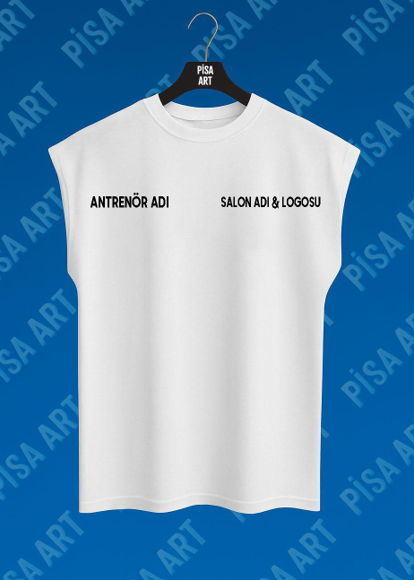 GYM Spor Salonlarına Özel Antrenör Adı & Salon Adı & Salon Logolu Sporcu T-Shirt