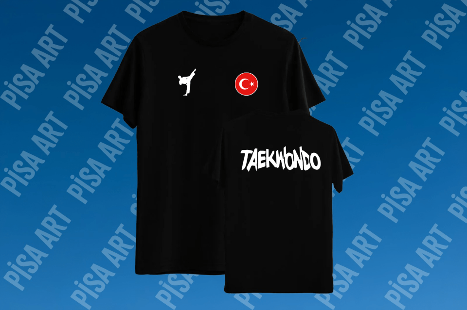 Taekwondo Sporuna Özel Siyah T-Shirt