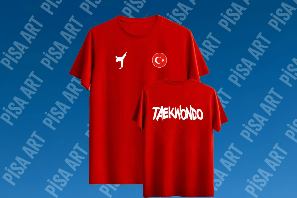 Taekwondo Sporuna Özel Kırmızı T-Shirt